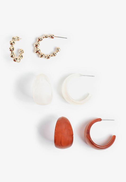 Maurices Mixed Resin And Gold Hoop Earring Set