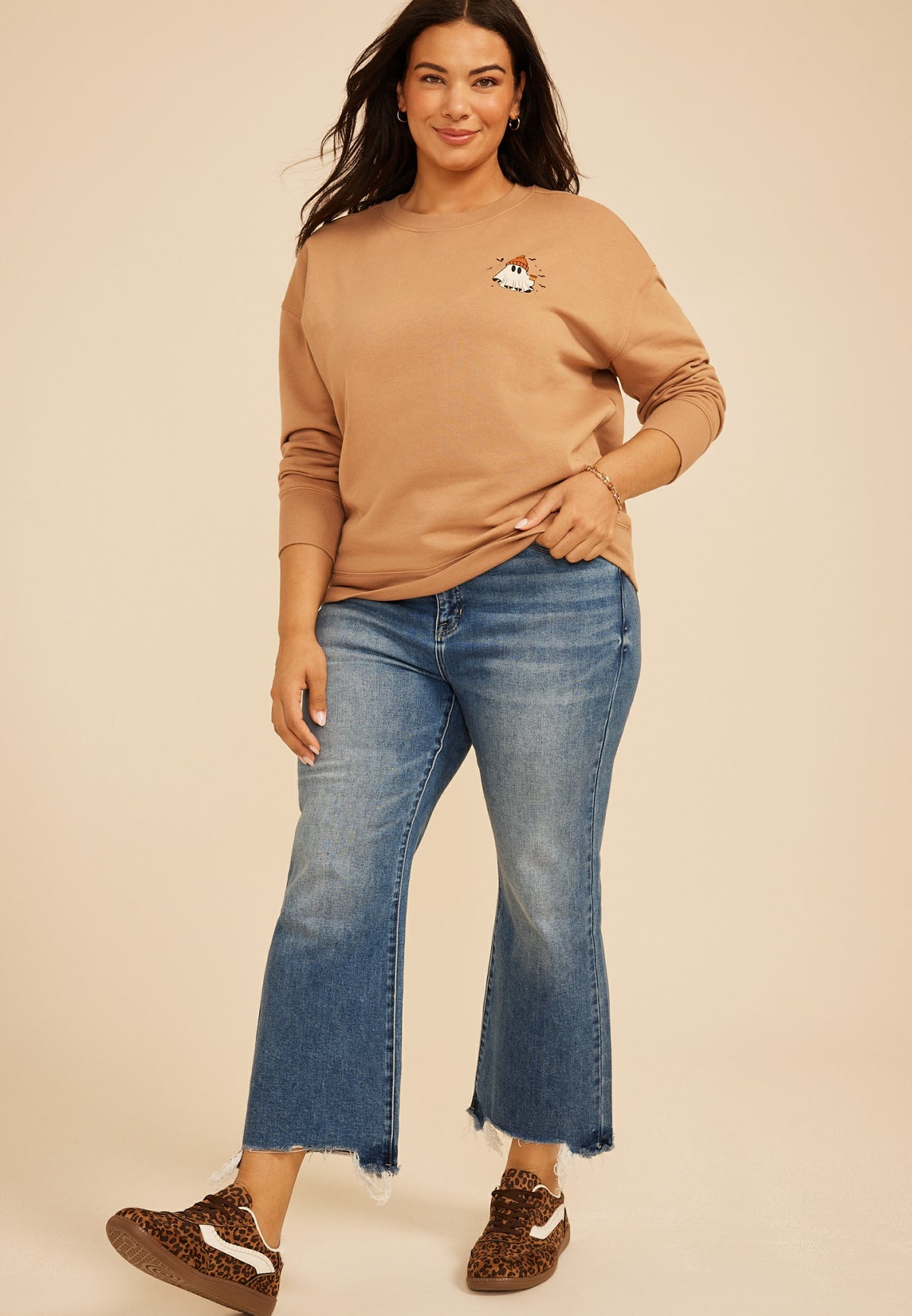 Maurices Plus Size Halloween Ghost Graphic Sweatshirt