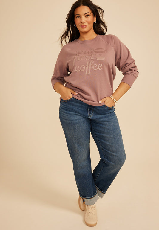 Maurices Plus Size But First Coffee Sweatshirt