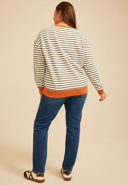 Maurices Plus Size Game Day Striped Sweatshirt