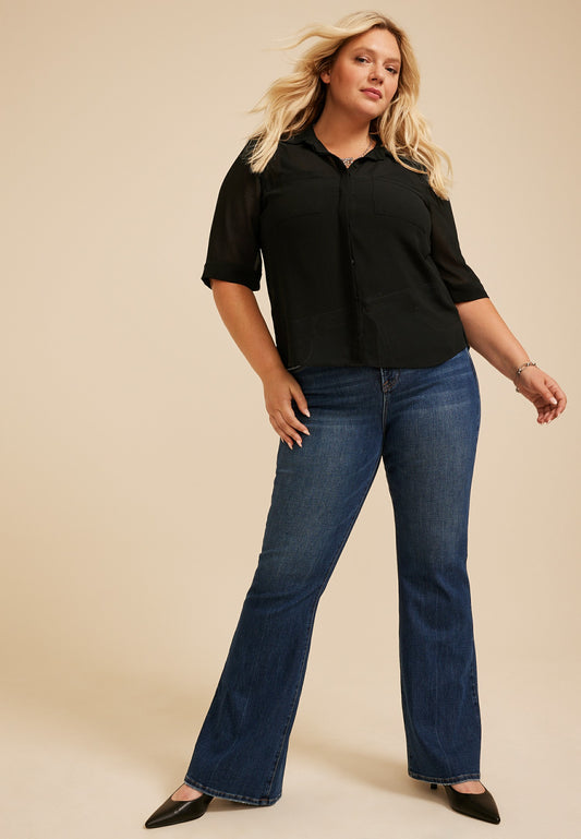 Maurices Plus Size Chiffon Utility Blouse