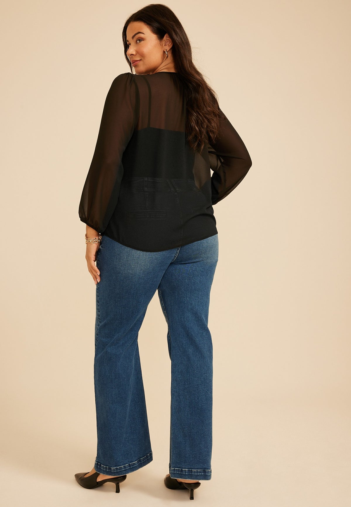 Maurices Plus Size Sheer Chiffon Henley Blouse