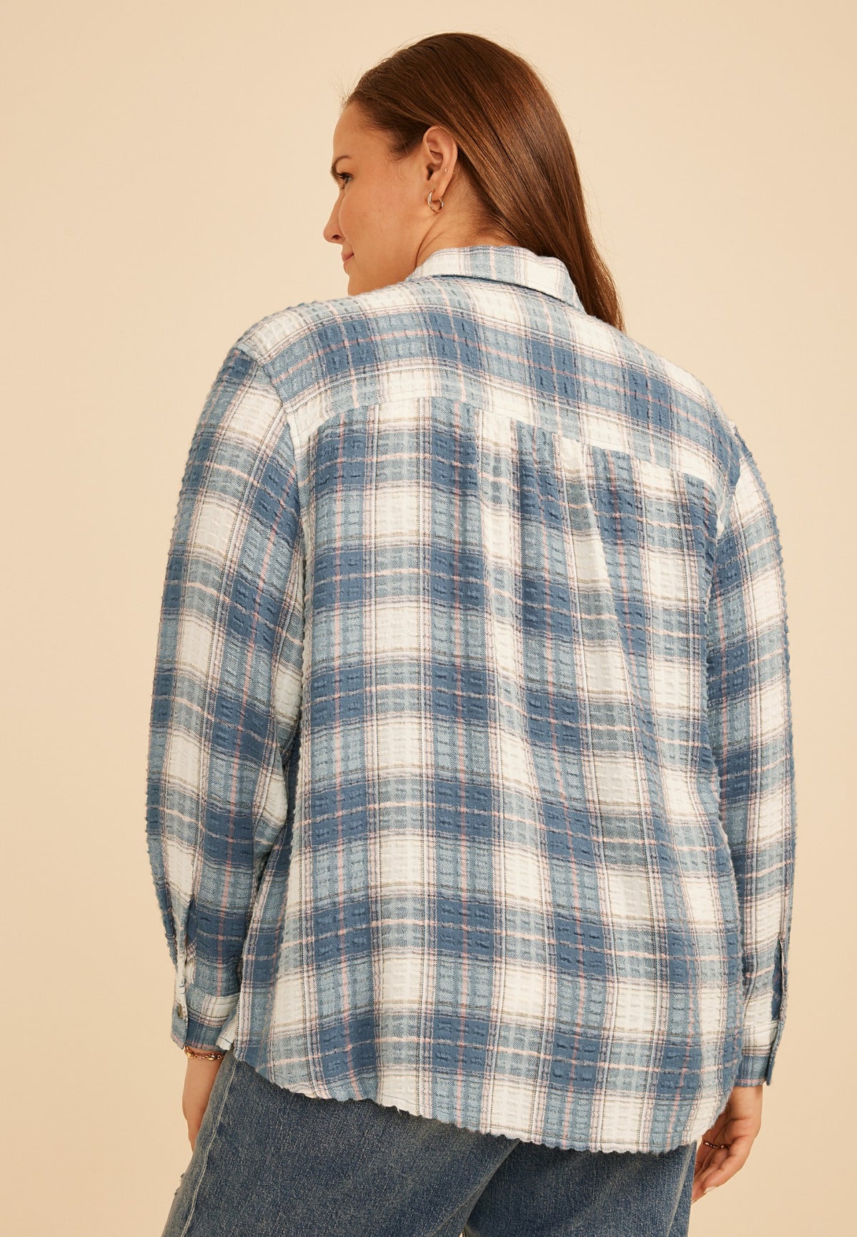 Maurices Plus Size Pucker Plaid Button Down Shirt