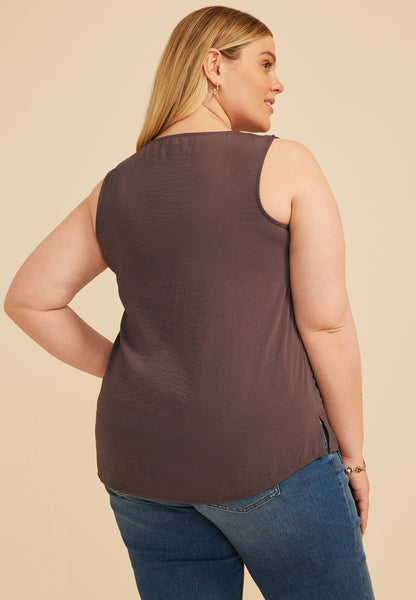 Maurices Plus Size Ruffle Trim V Neck Tank Top