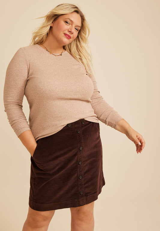 Maurices Plus Size 24/7 Ada Ribbed Long Sleeve Tee