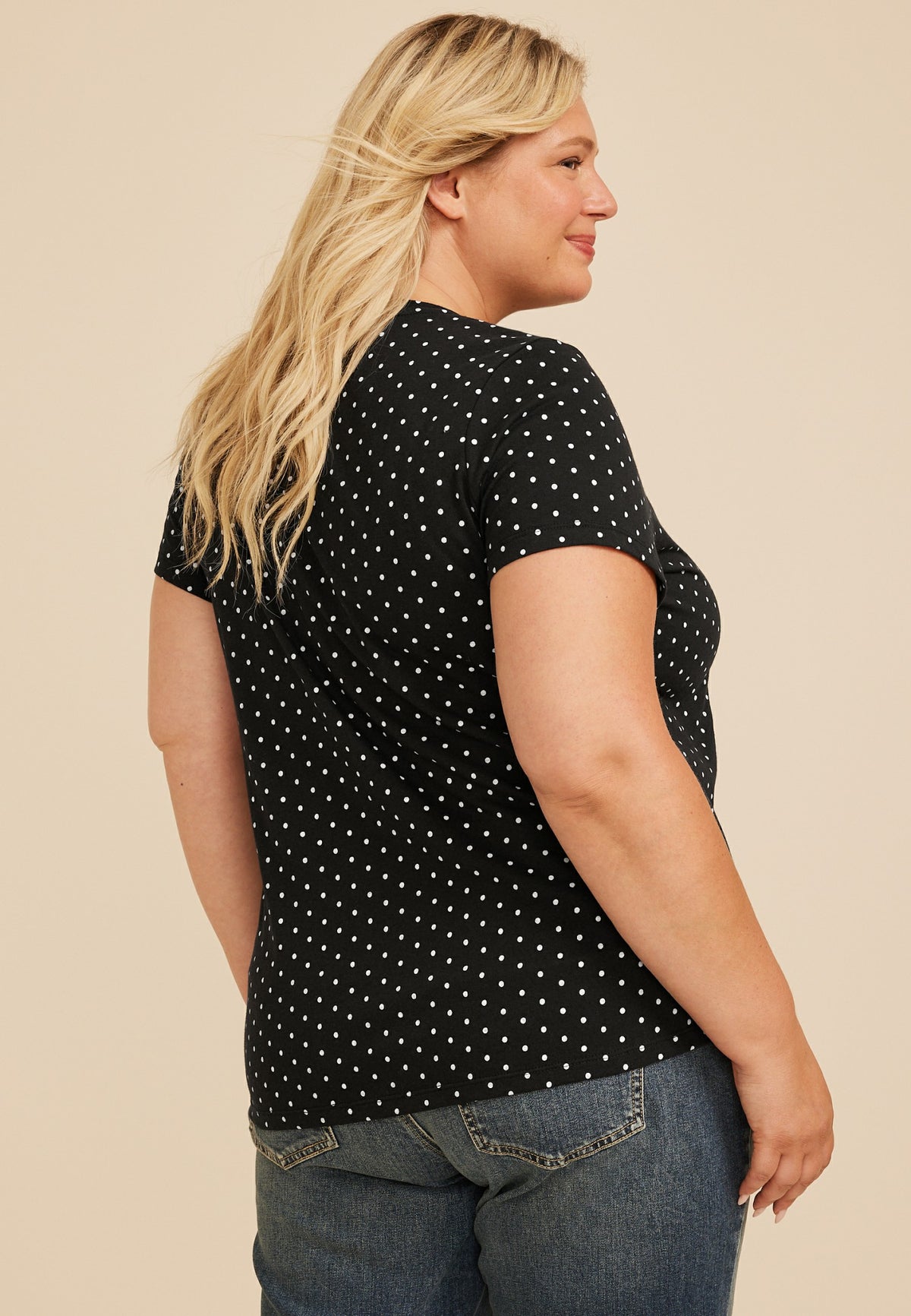 Maurices Plus Size Rose Polka Dot Classic Fit Graphic Tee