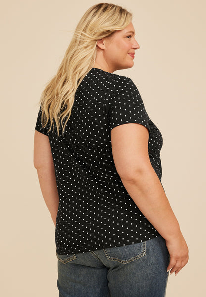 Maurices Plus Size Rose Polka Dot Classic Fit Graphic Tee