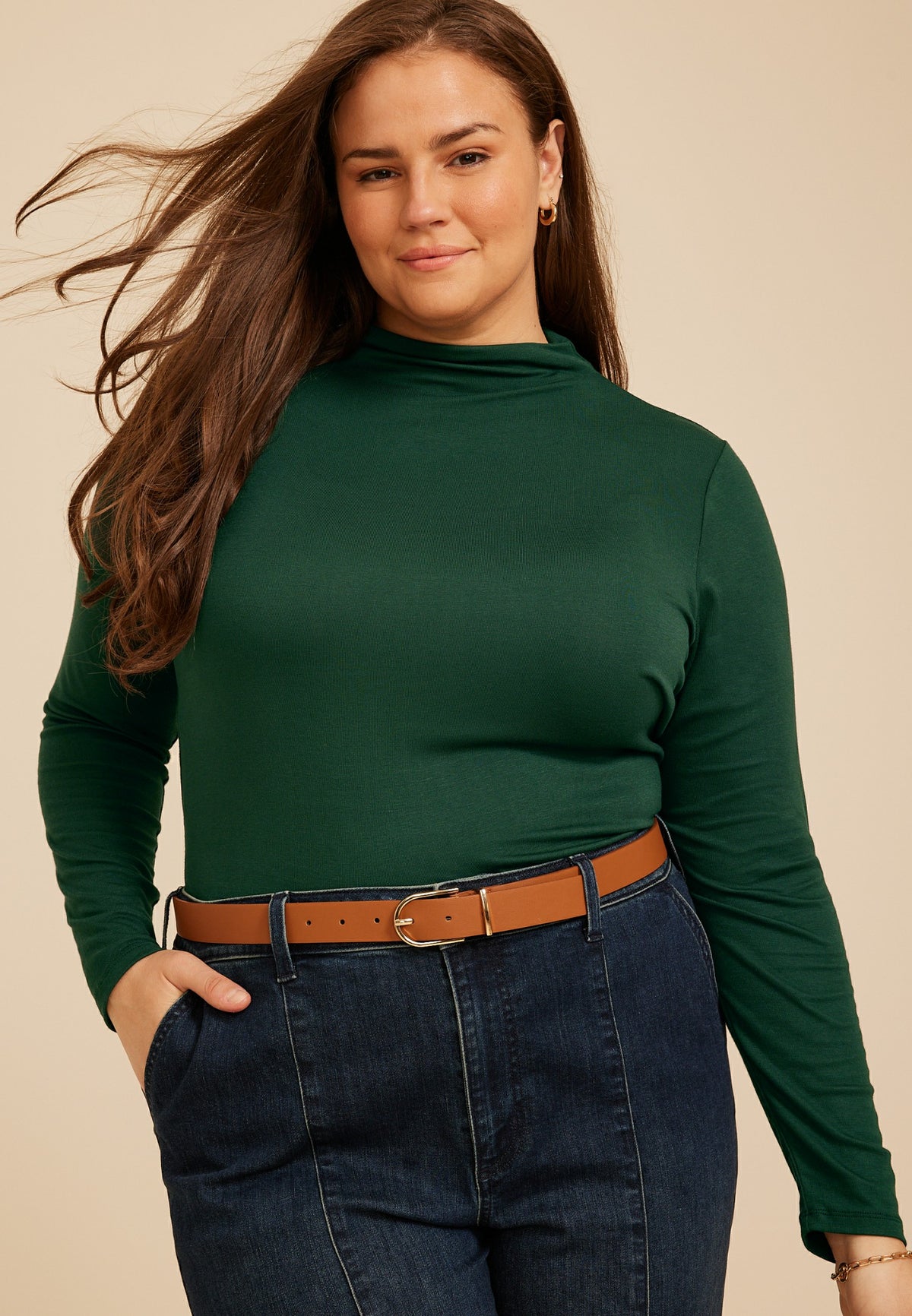 Maurices Plus Size 24/7 Mock Neck Long Sleeve Tee