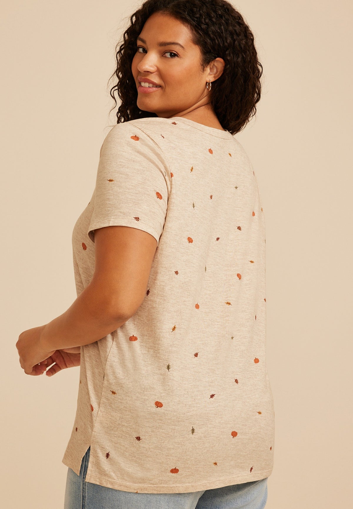 Maurices Plus Size 24/7 Dawson Pumpkin And Leaf Crew Neck Tee
