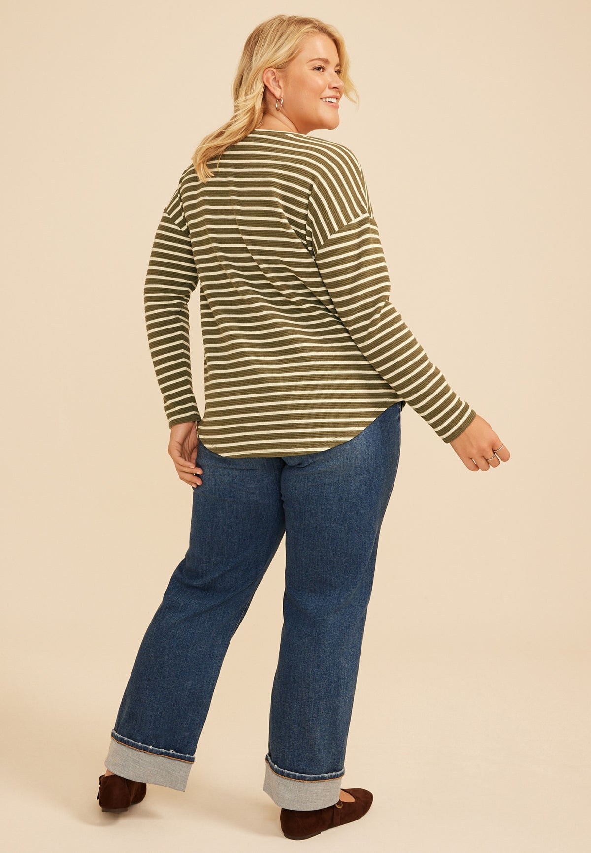 Maurices Plus Size 24/7 Clara Stripe Long Sleeve Tee