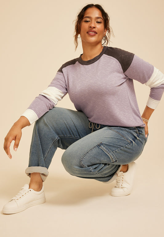 Maurices Plus Size Colorblock Ribbed Raglan Tee