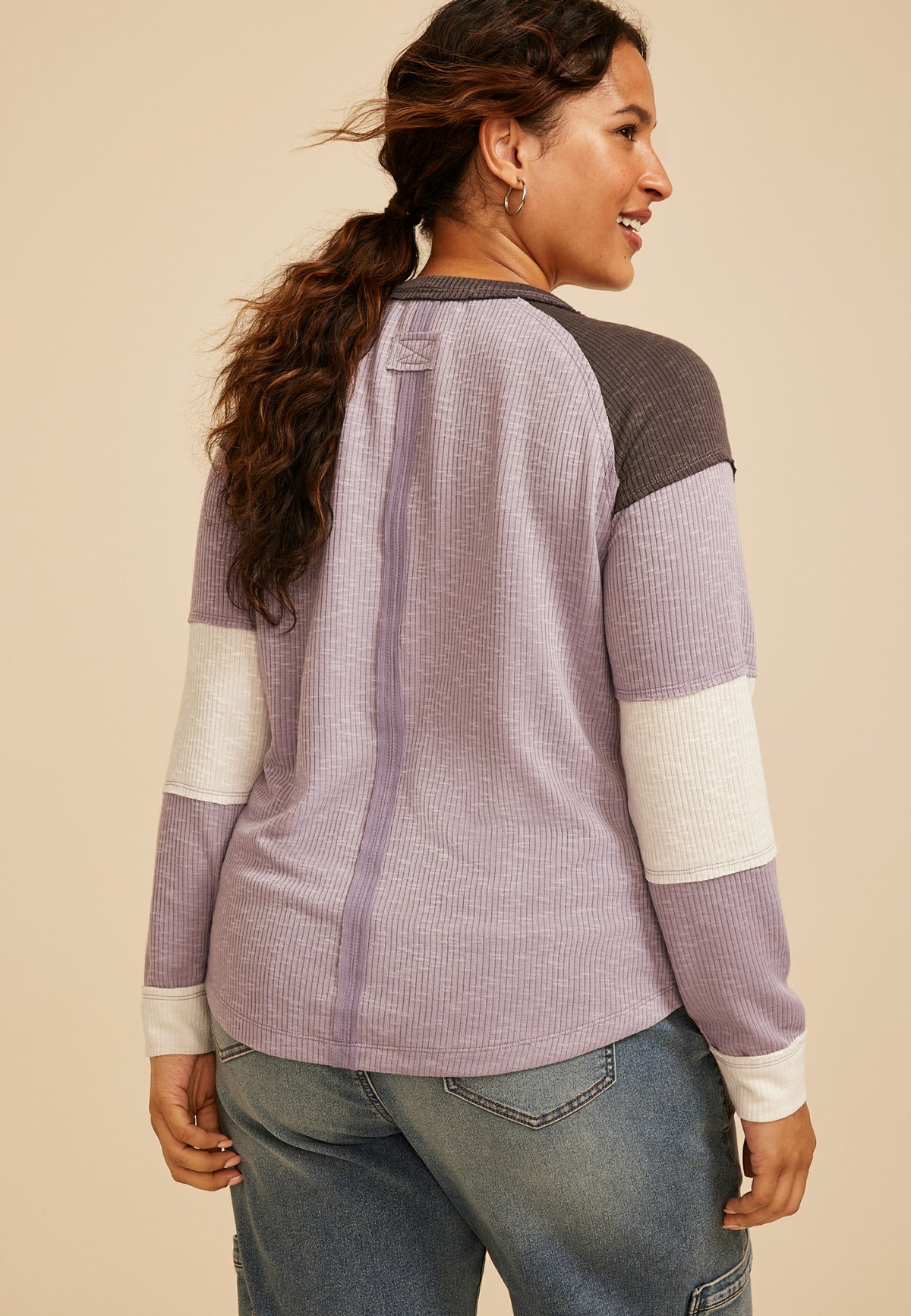 Maurices Plus Size Colorblock Ribbed Raglan Tee