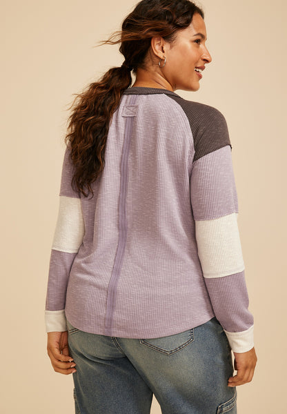 Maurices Plus Size Colorblock Ribbed Raglan Tee