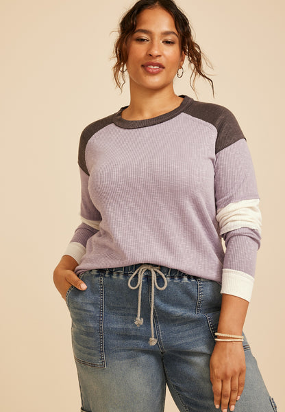 Maurices Plus Size Colorblock Ribbed Raglan Tee