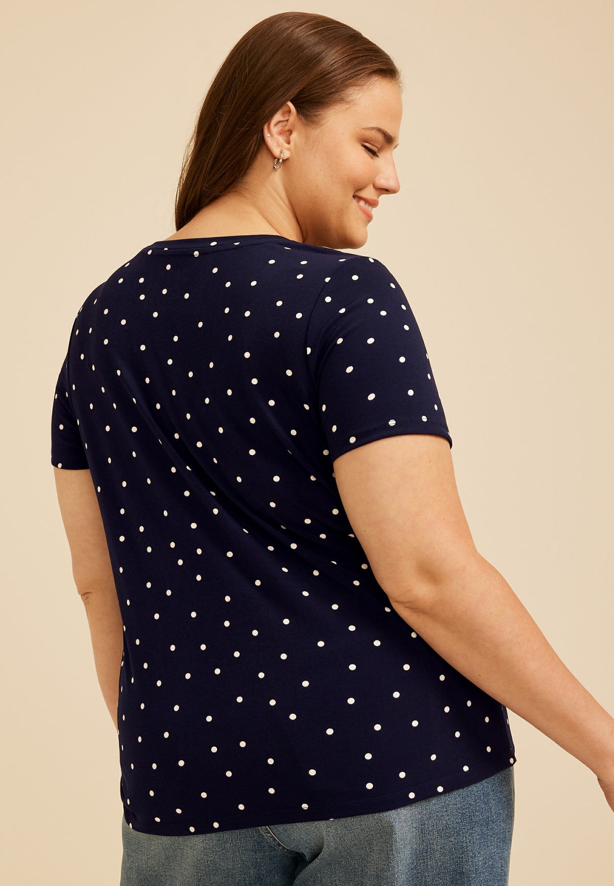 Maurices Plus Size 24/7 Polka Dot Side Knot Tee