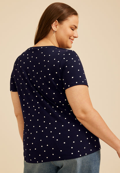Maurices Plus Size 24/7 Polka Dot Side Knot Tee