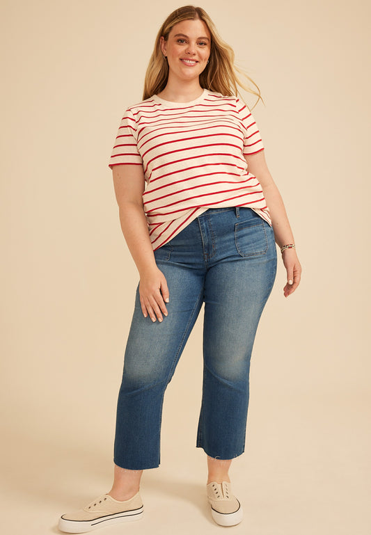 Maurices Plus Size 24/7 Dawson Striped Crew Neck Tee