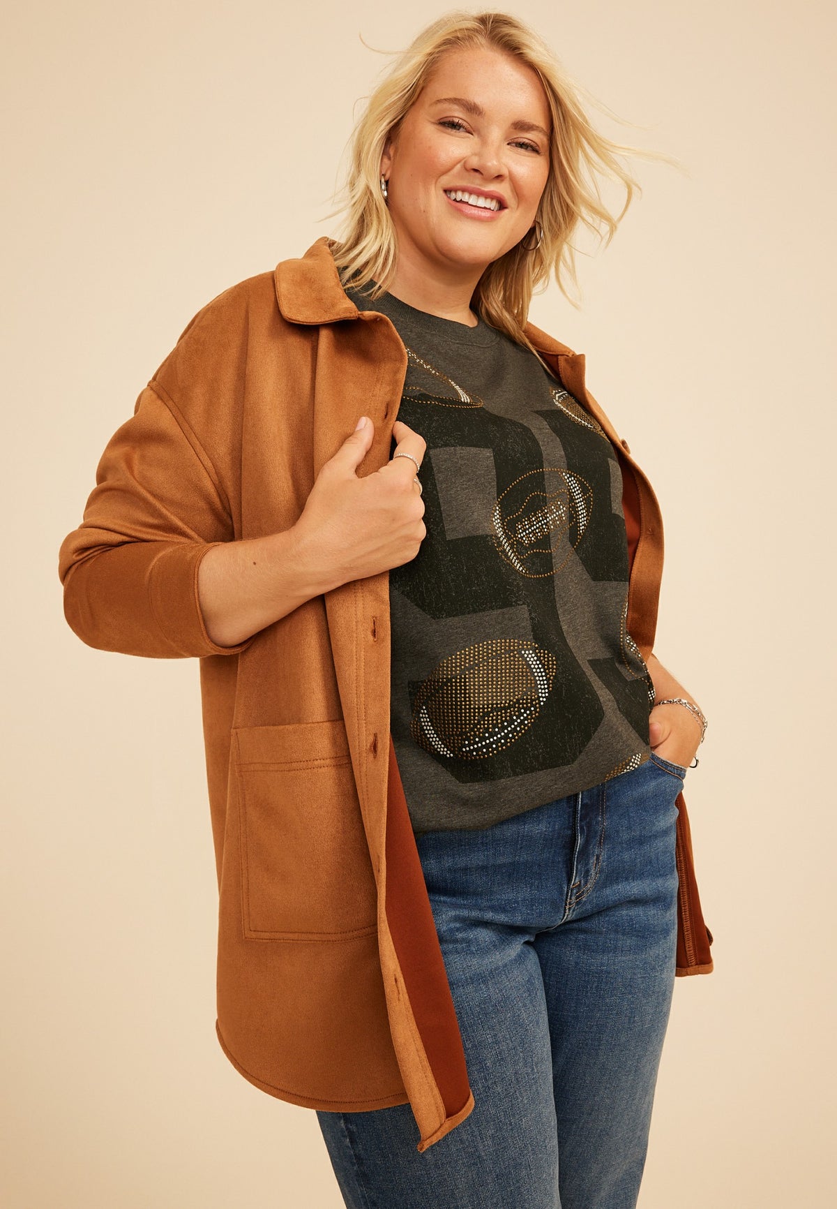 Maurices Plus Size Football Oversized Fit Graphic Tee
