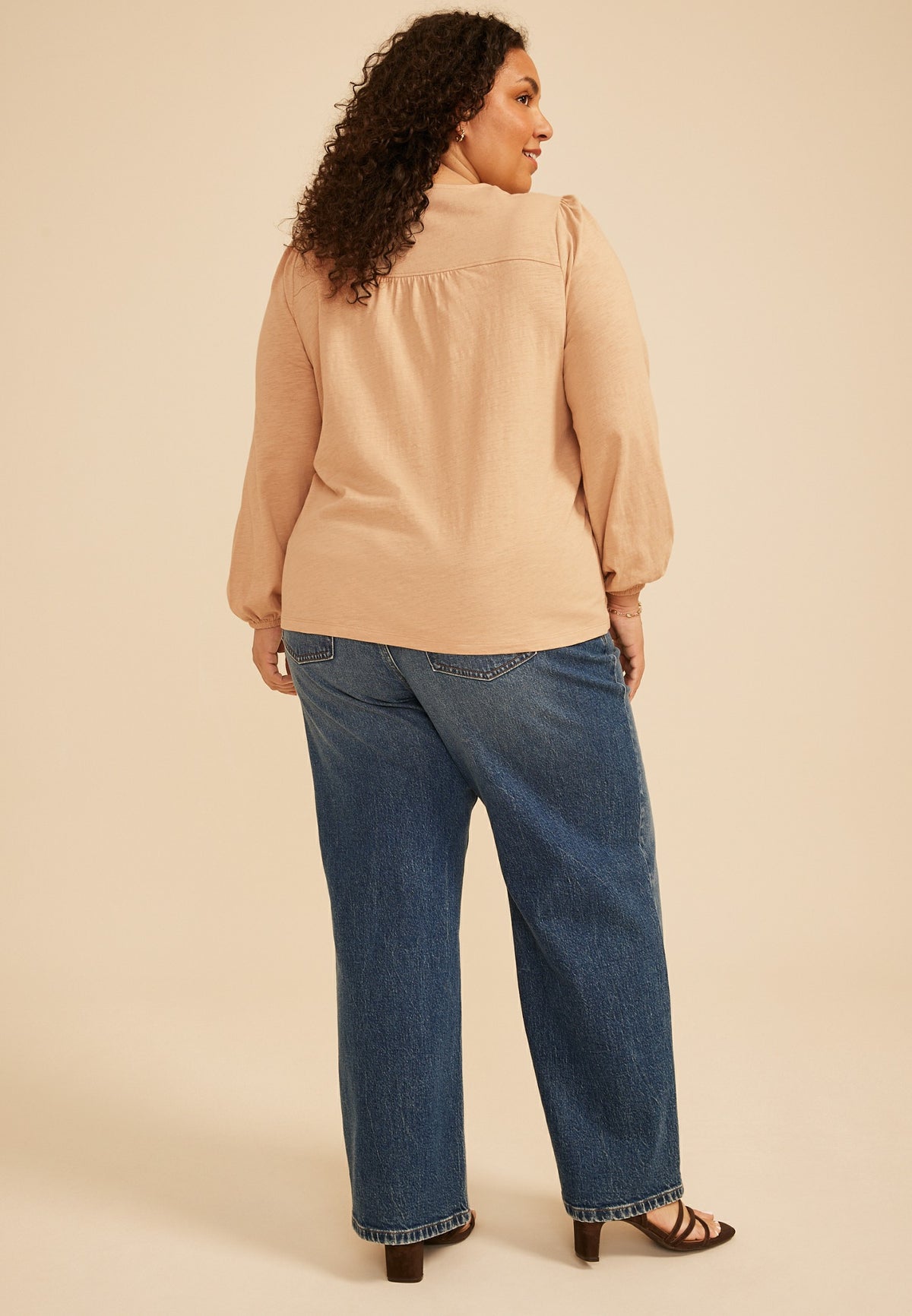 Maurices Plus Size Lace Trim V Neck Cotton Blouse
