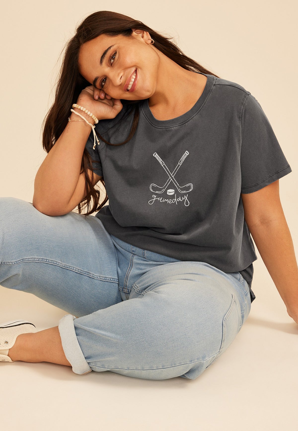 Maurices Plus Size Game Day Embroidered Hockey Classic Fit Graphic Tee
