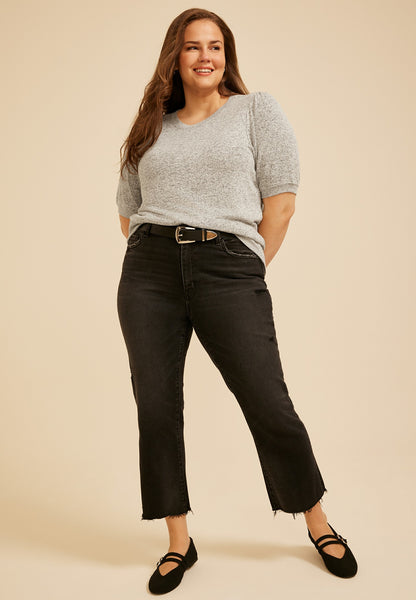 Maurices Plus Size Heathered Hacci Puff Sleeve Top