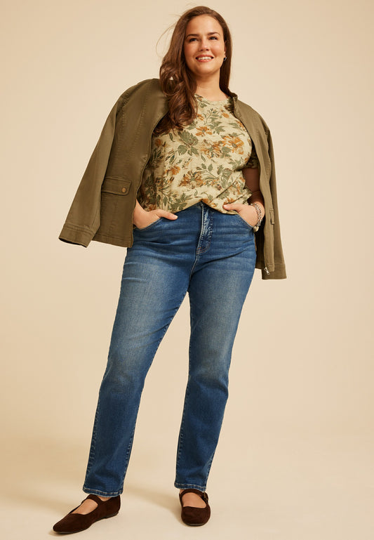 Maurices Plus Size 24/7 Dawson Floral Crew Neck Tee