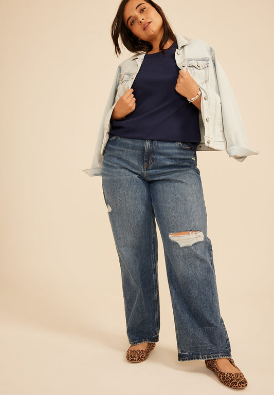 Maurices Plus Size 24/7 Ribbed Elbow Sleeve Tee