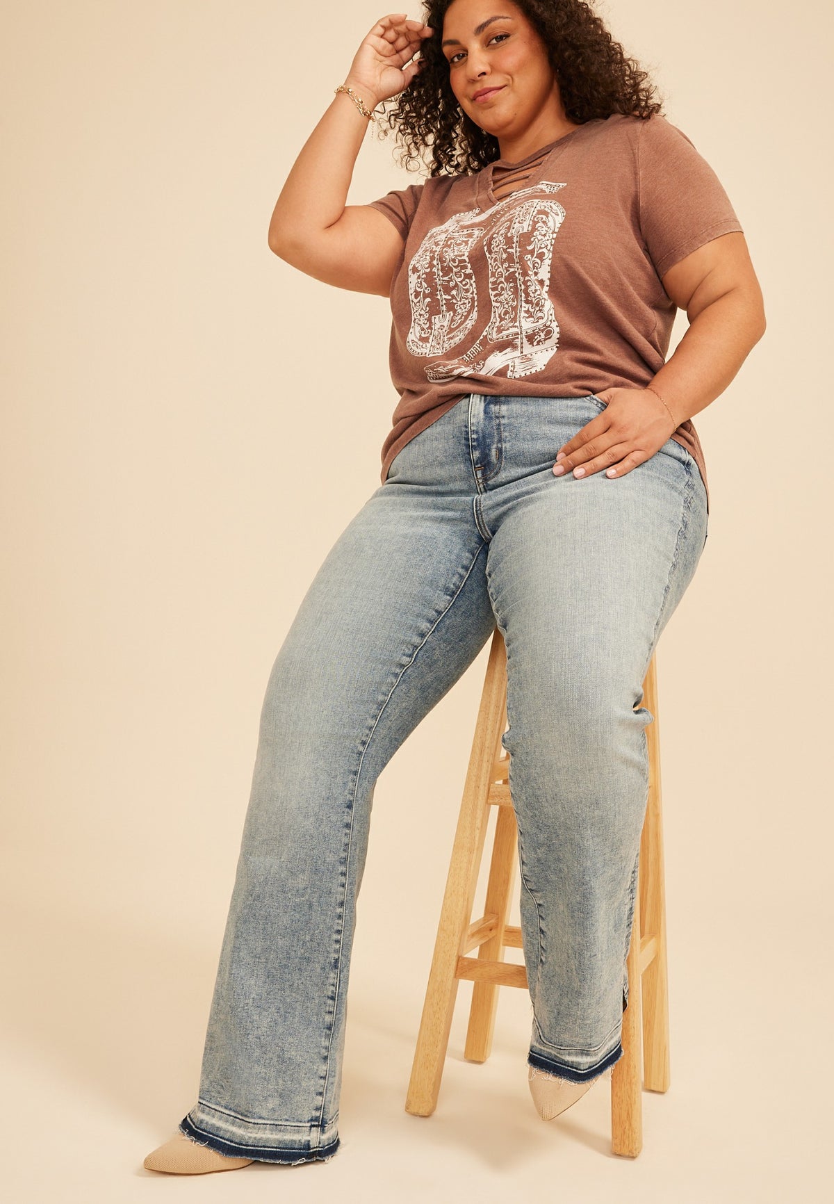 Maurices Plus Size Western Rhinestone Boot Classic Fit Graphic Tee
