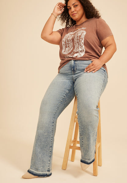 Maurices Plus Size Western Rhinestone Boot Classic Fit Graphic Tee