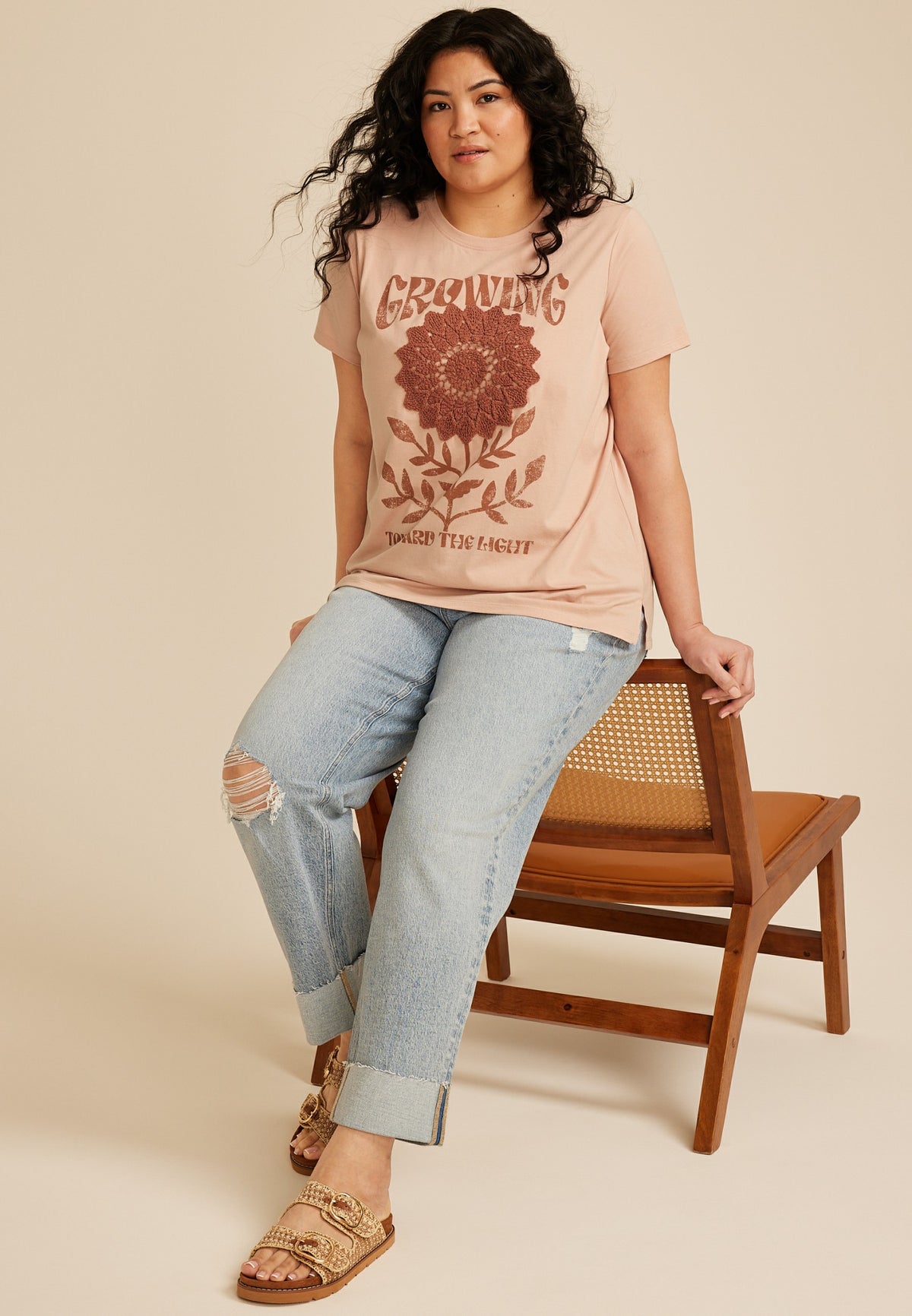 Maurices Plus Size Crochet Floral Classic Fit Graphic Tee