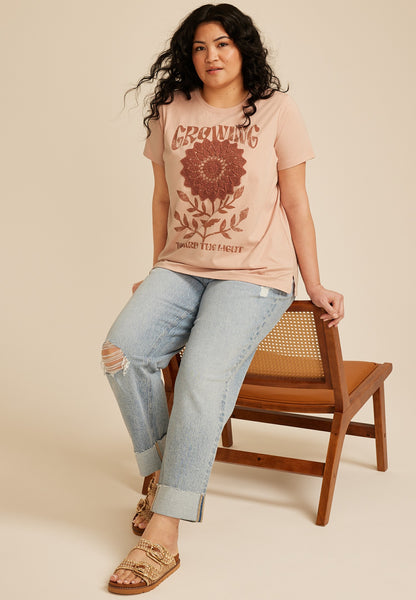 Maurices Plus Size Crochet Floral Classic Fit Graphic Tee