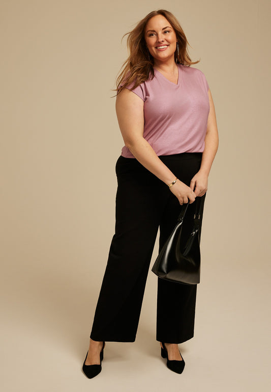 Maurices Plus Size 24/7 Magnolia Shimmer V Neck Tee