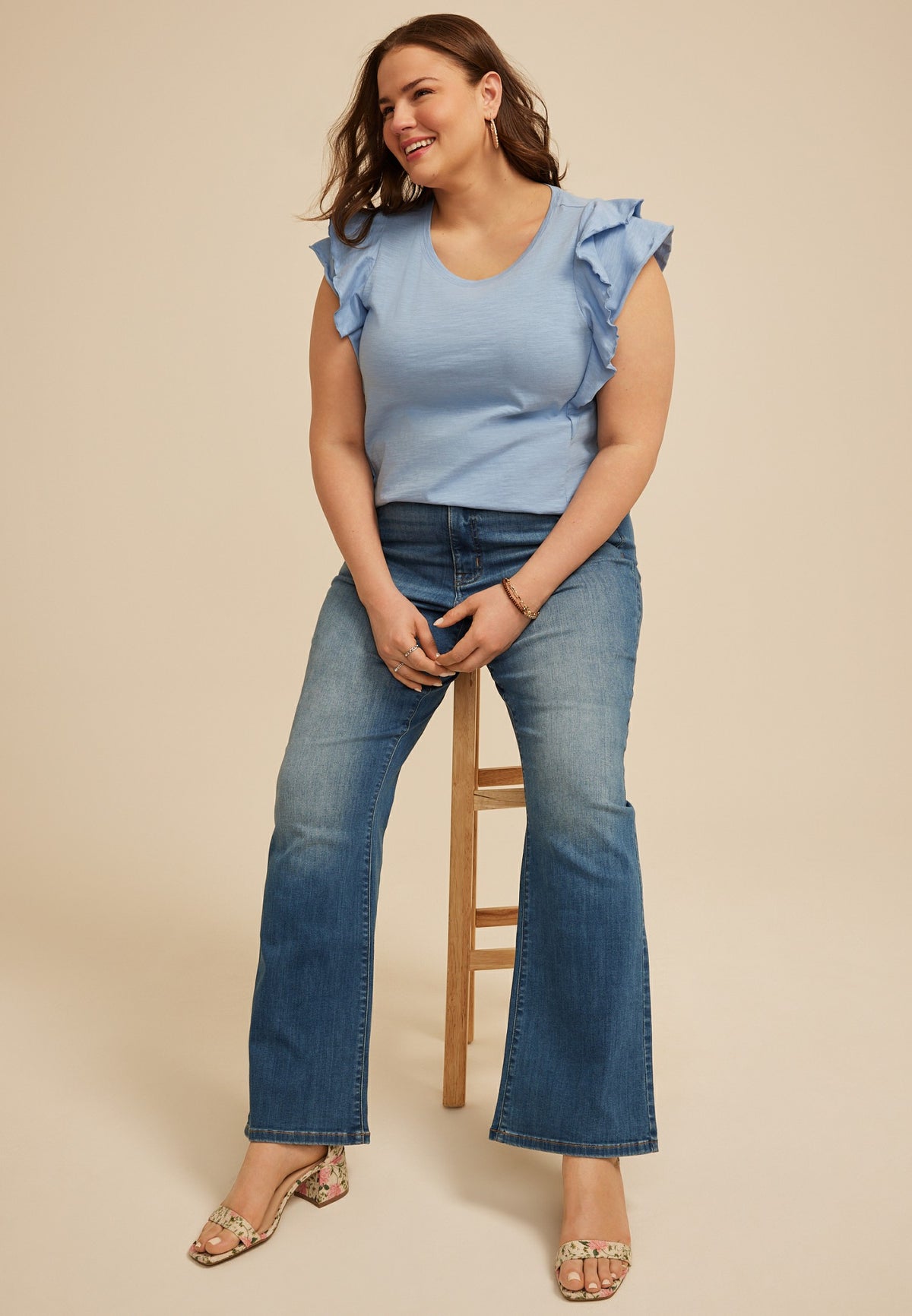 Maurices Plus Size 24/7 Double Flutter Sleeve Tee