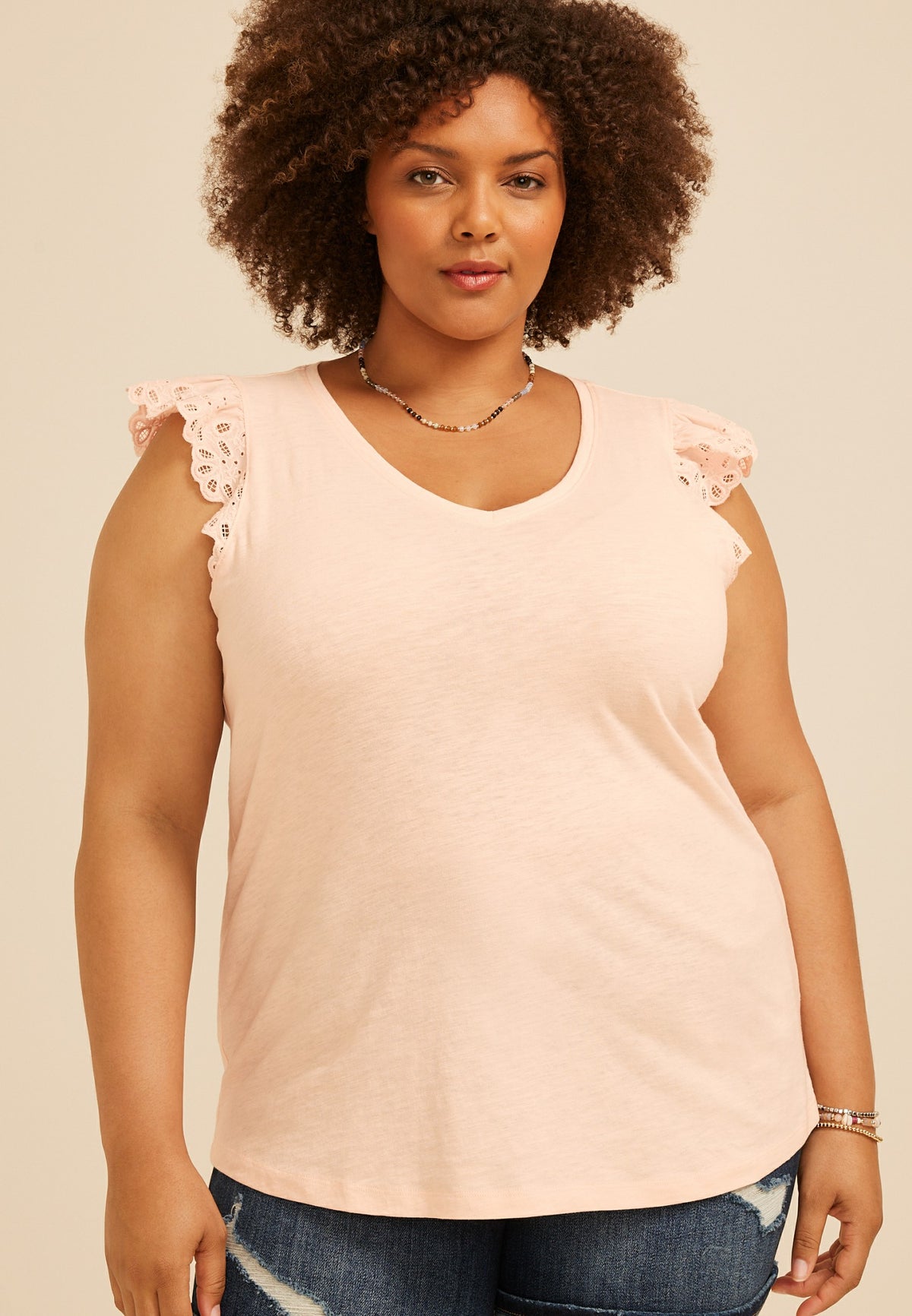 Maurices Plus Size Eyelet Flutter Sleeve Tee