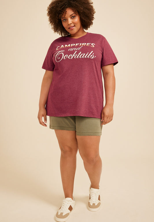 Maurices Plus Size Campfires And Cocktails Oversized Fit Graphic Tee