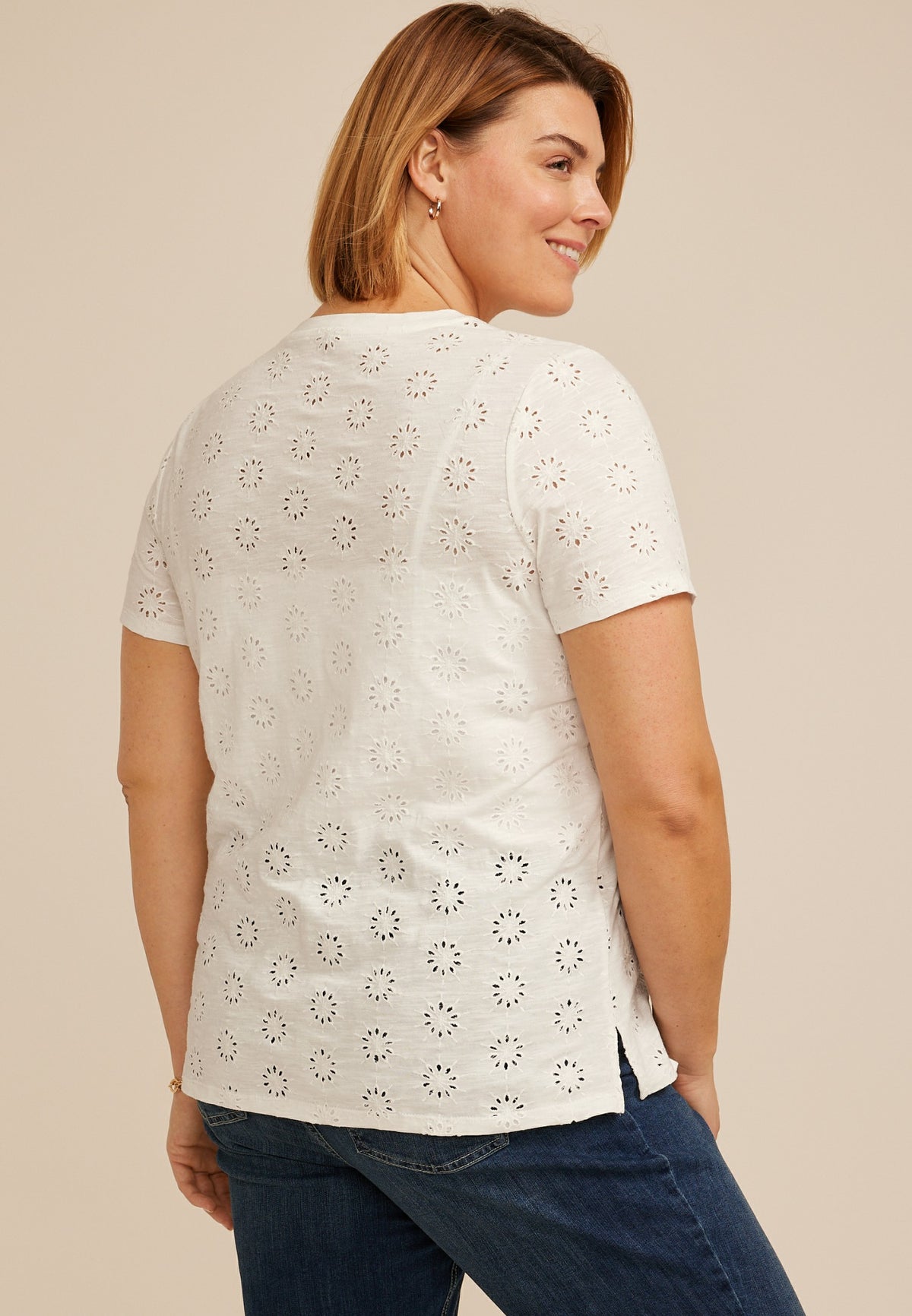 Maurices Plus Size 24/7 Dawson Eyelet Crew Neck Tee