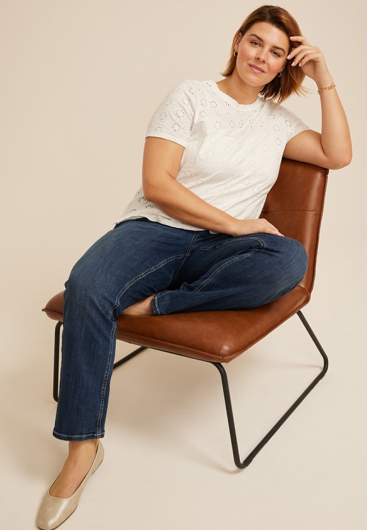 Maurices Plus Size 24/7 Dawson Eyelet Crew Neck Tee