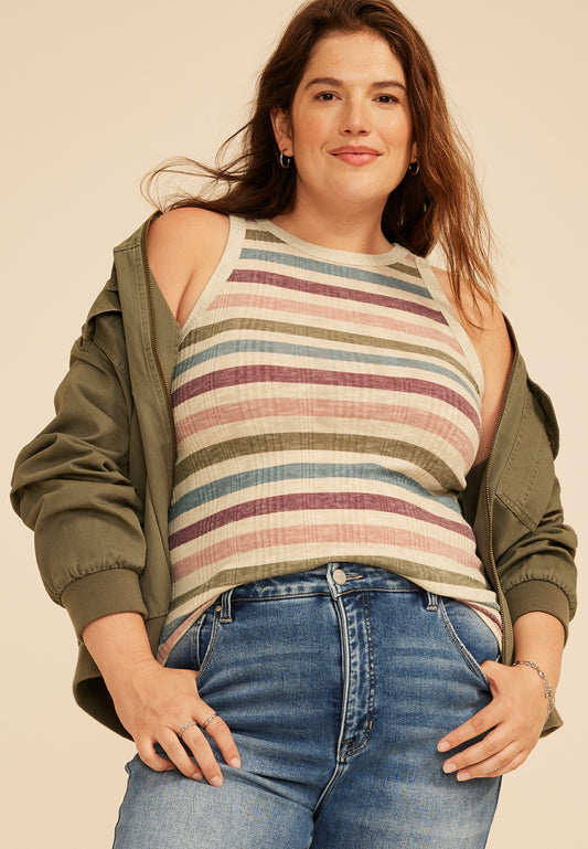 Maurices Plus Size 24/7 Variegated Stripe Highline Tank Top