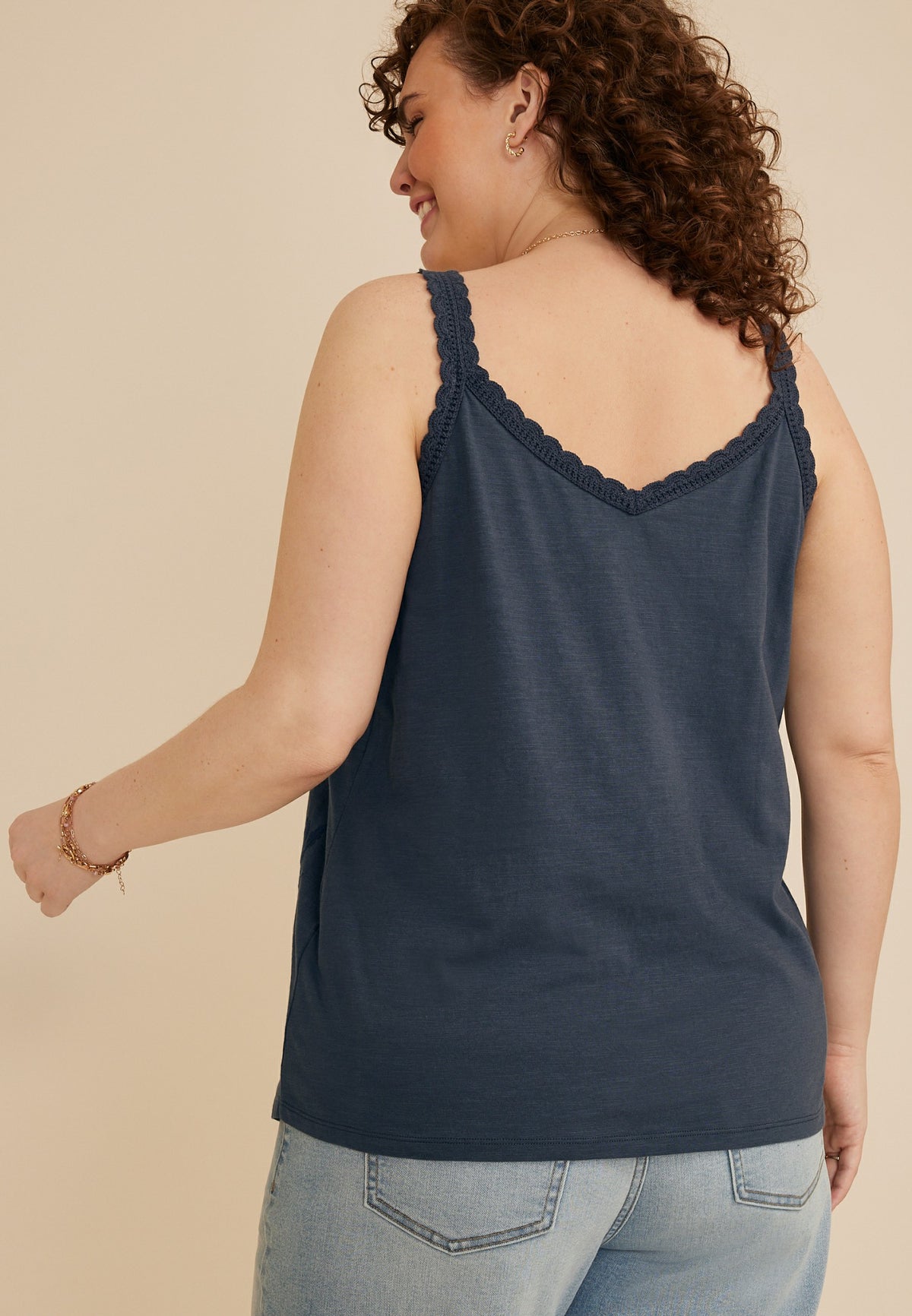 Maurices Plus Size Embroidered Scalloped Trim Tank Top