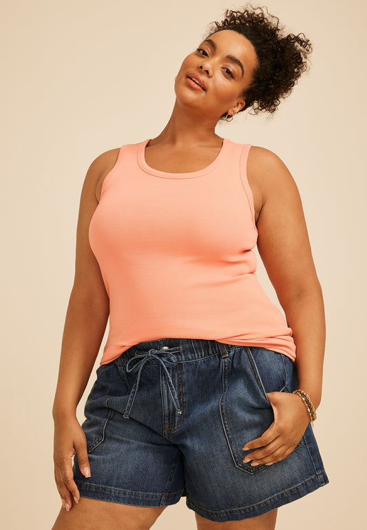 Maurices Plus Size 24/7 Ribbed Scoop Neck Tank Top