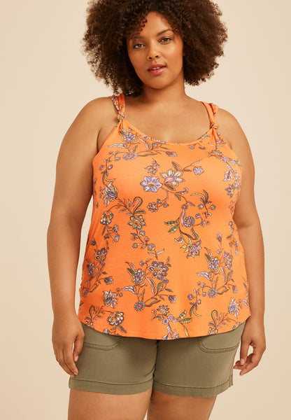 Maurices Plus Size Floral Knot Strap Tank Top