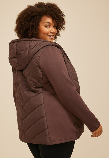 Maurices Plus Size Hooded Knit Sleeve Puffer Jacket