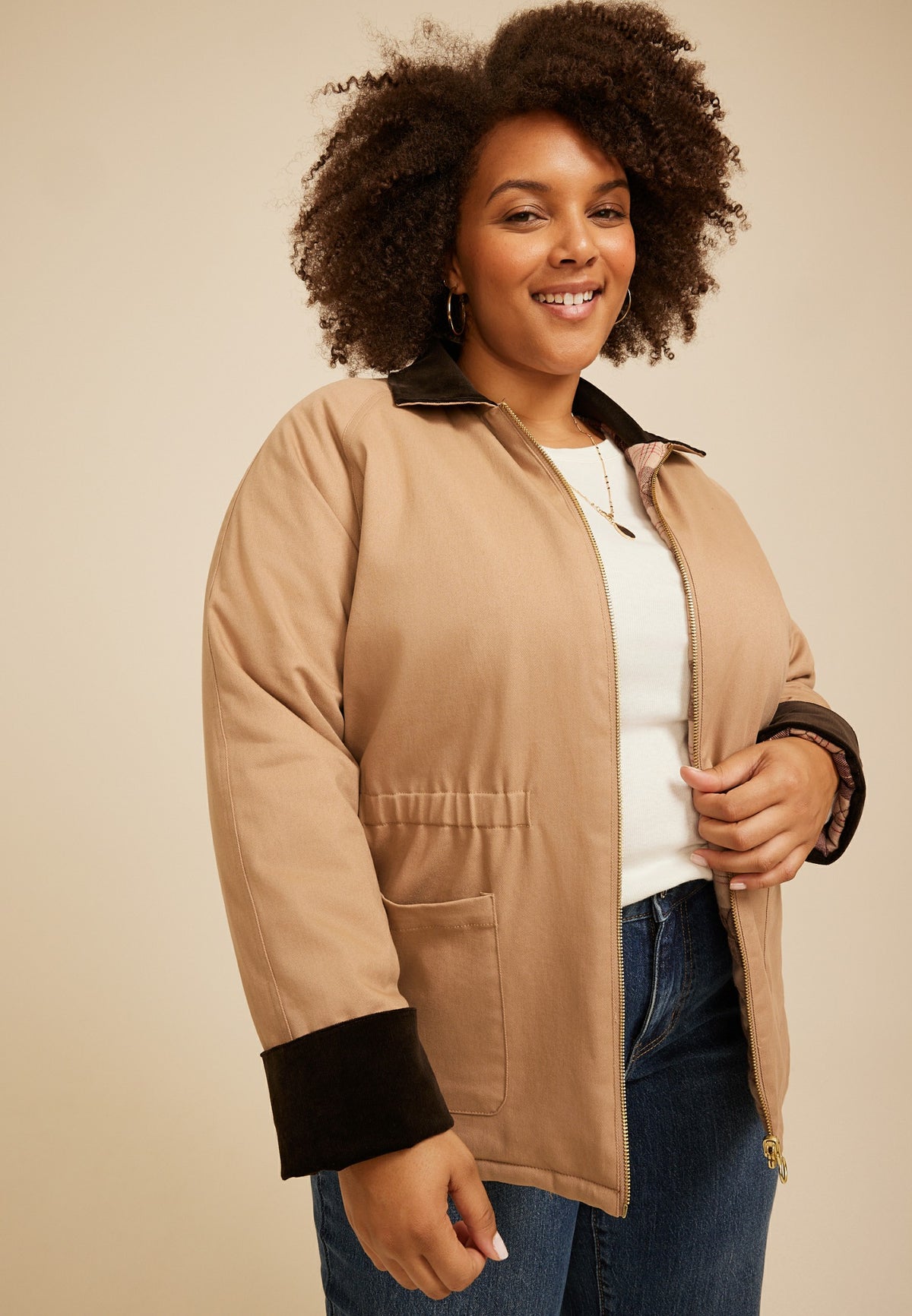 Maurices Plus Size Reversible Plaid Quilted Barn Jacket