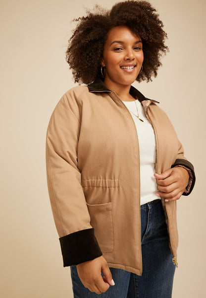 Maurices Plus Size Reversible Plaid Quilted Barn Jacket