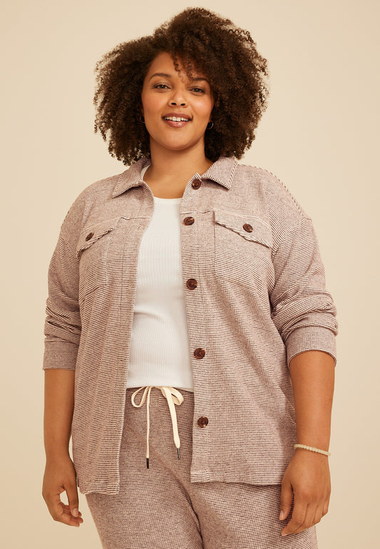 Maurices Plus Size Cozy Waffle Knit Shacket