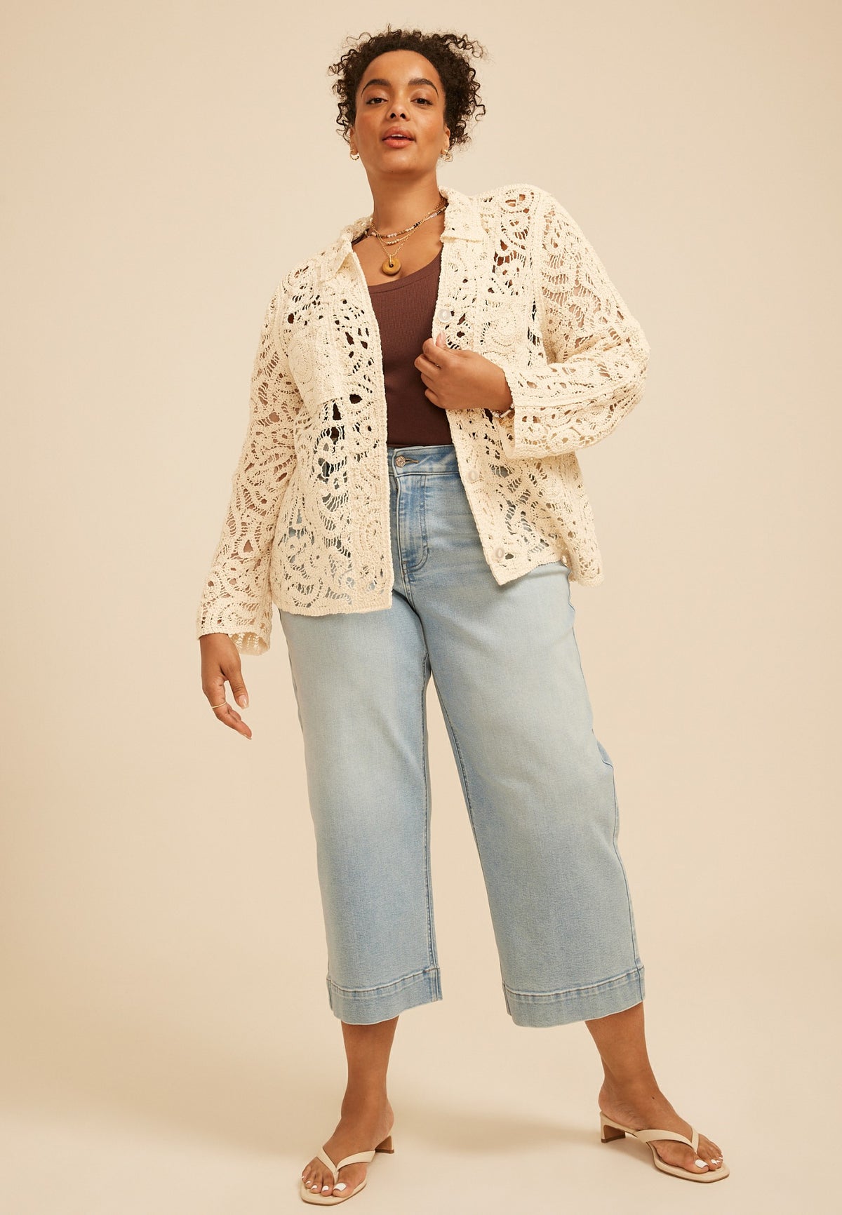 Maurices Plus Size Crochet Lace Shacket