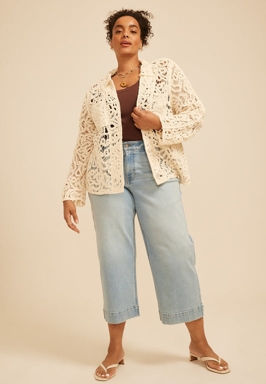 Maurices Plus Size Crochet Lace Shacket