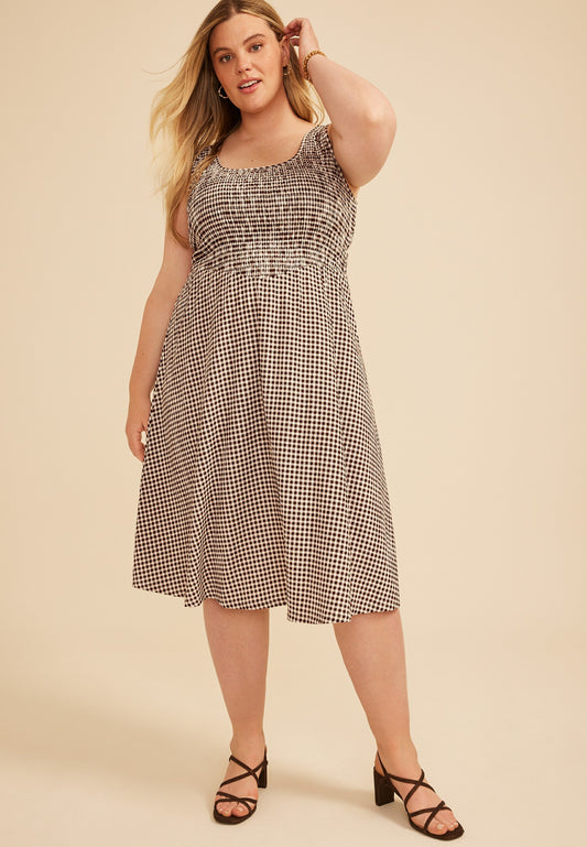 Maurices Plus Size Bare Scoop Neck Smocked Midi Dress