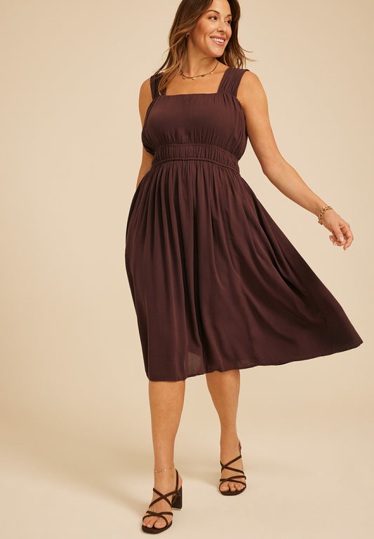 Maurices Plus Size Bare Ruched Empire Waist Midi Dress