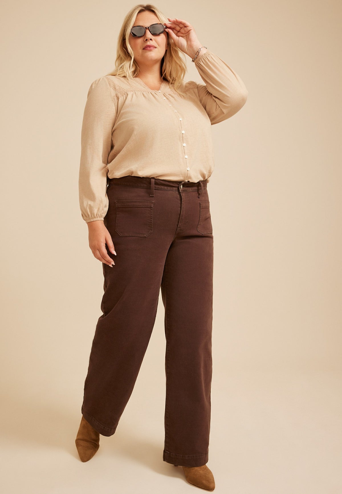 Maurices Plus Size m jeans by maurices™ High Rise Patch Pocket Wide Leg Jean